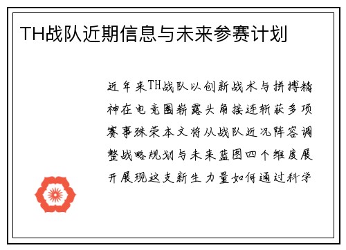TH战队近期信息与未来参赛计划